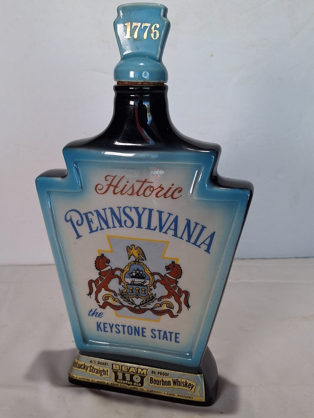 1968 Jim Beam Historic Pennsylvania Keystone State Regal China Decanter Empty